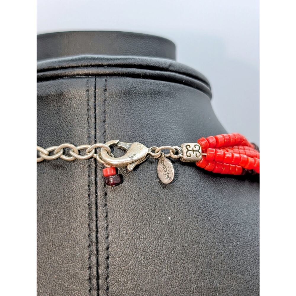 Chico's Five Strand Red Gold Silver Bronze Purple Stone Bead 22"-26" Necklace - Picture 9 of 11